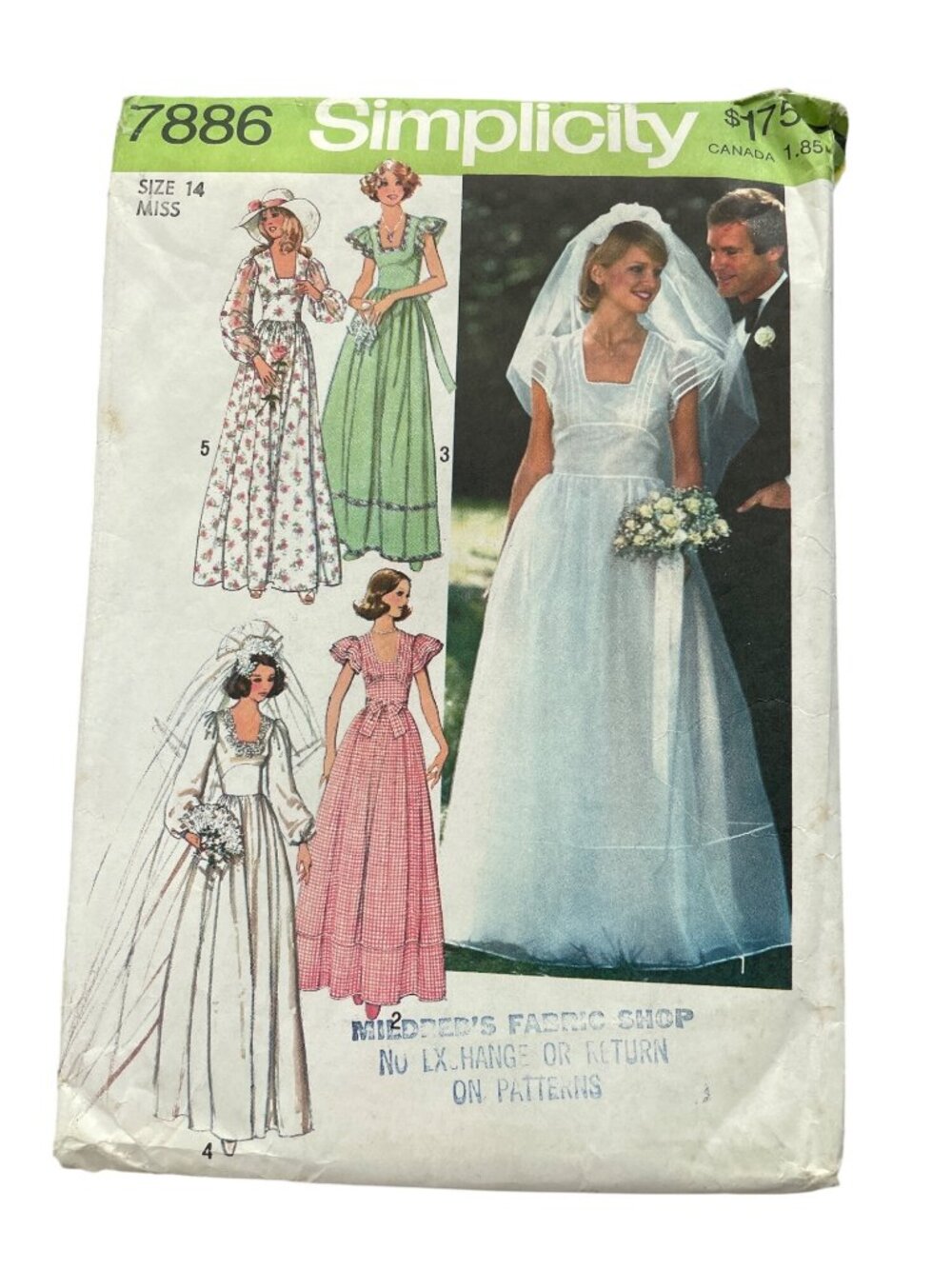 Vintage 70s Simplicity 7886 Sewing Pattern Size 14 Bridal & Bridesmaid Dress CUT